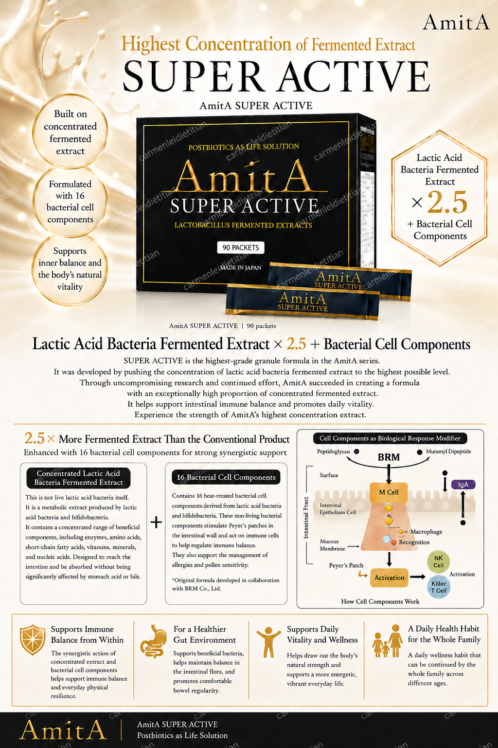 AmitA SUPER ACTIVE Postbiotic Granules | High-Strength Japanese Lactic Acid Bacteria Metabolite Supplement for Immune & Gut Wellness